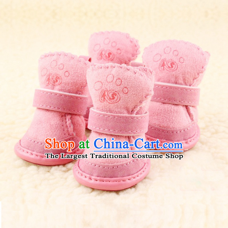 Dog shoes Lamb Wool Velvet snowshoeing tedu dog shoes for autumn and winter pet dogs shoes pets than bear life No. 1 pink shoes _long 4.3 W 3.5_