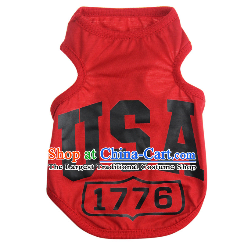 Blue summer breathable pet dogs Lai dog clothes dog vest t_shirt vest home, 1776 Red S