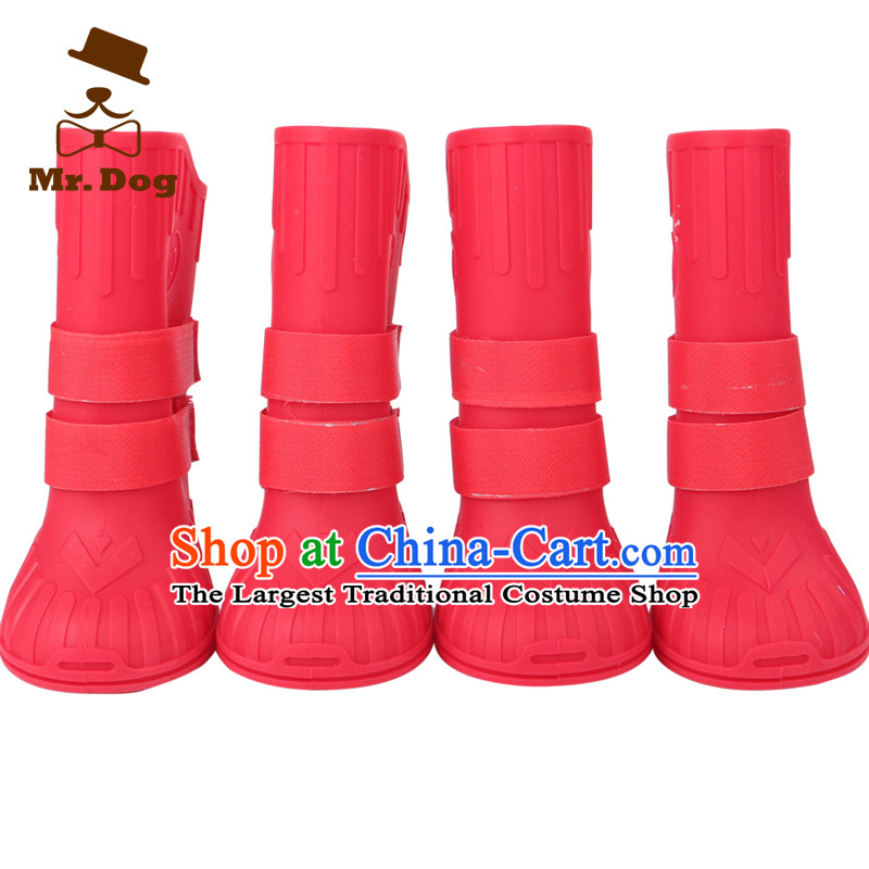 100% waterproof rain required mr.dog large dogs rain shoes pet shoes nontoxic silicone dog shoes anti_slip red 3_11A, Asia