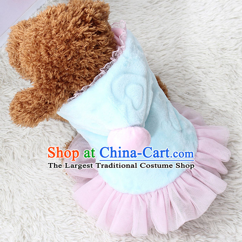 National Postal plush stamp skirt package lovely pet dog dresses tedu Yorkshire skirts autumn and winter clothing with skyblue M chest 40 27, the darling of the back long shopping on the Internet has been pressed.