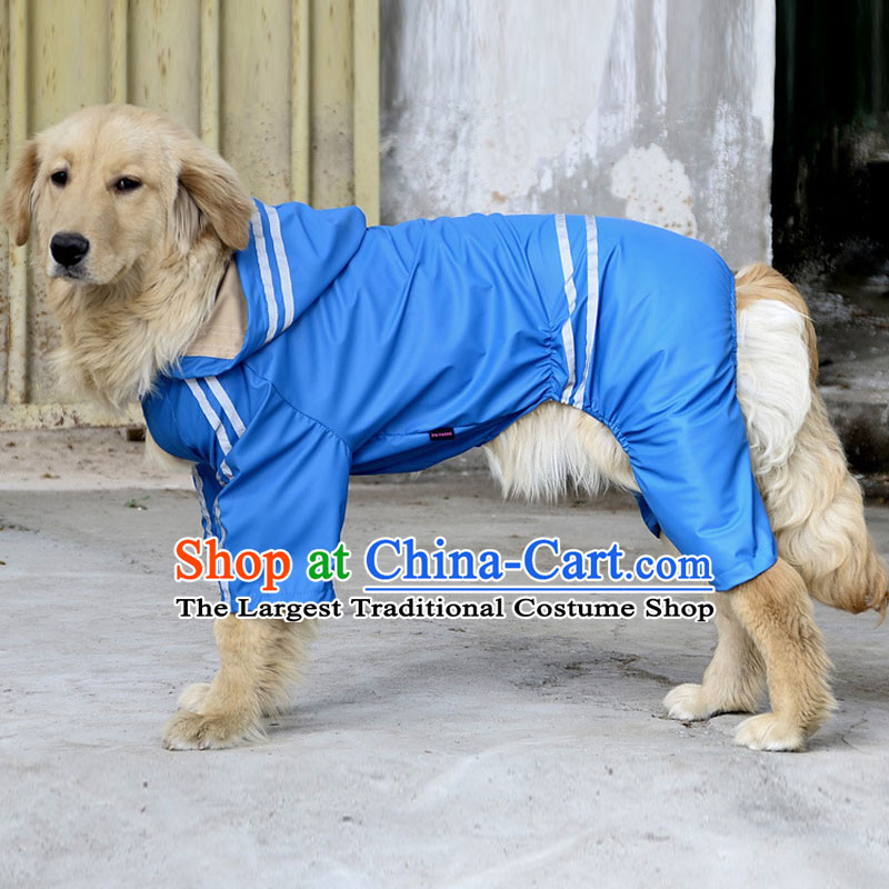 Transfer of small and medium_sized dogs night light raincoat pet dog waterproof clothing 7XL blue