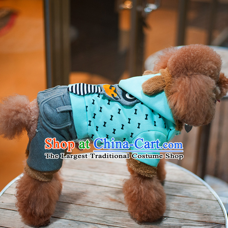 Pet dog costume of autumn and winter clothing dog_ thick_yi tedu Hiromi than Xiong autumn and winter coat four feet thick green rascal 14