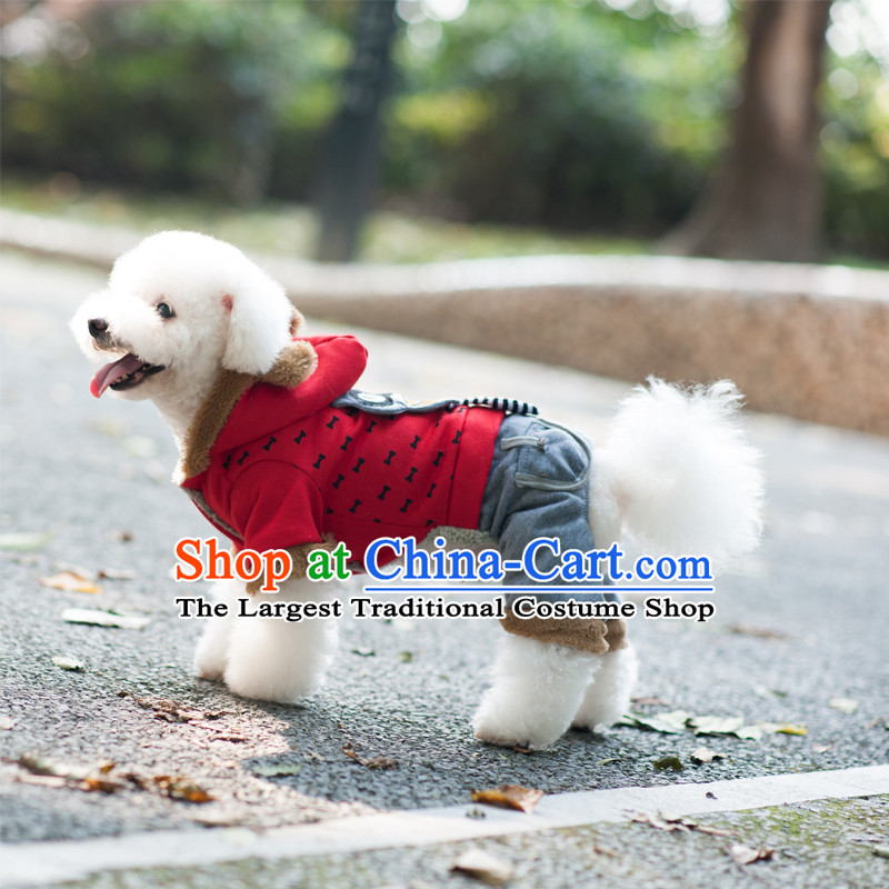 Pet dog costume of autumn and winter clothing dog_ thick_yi tedu Hiromi than Xiong autumn and winter coat four feet thick red rascal 10