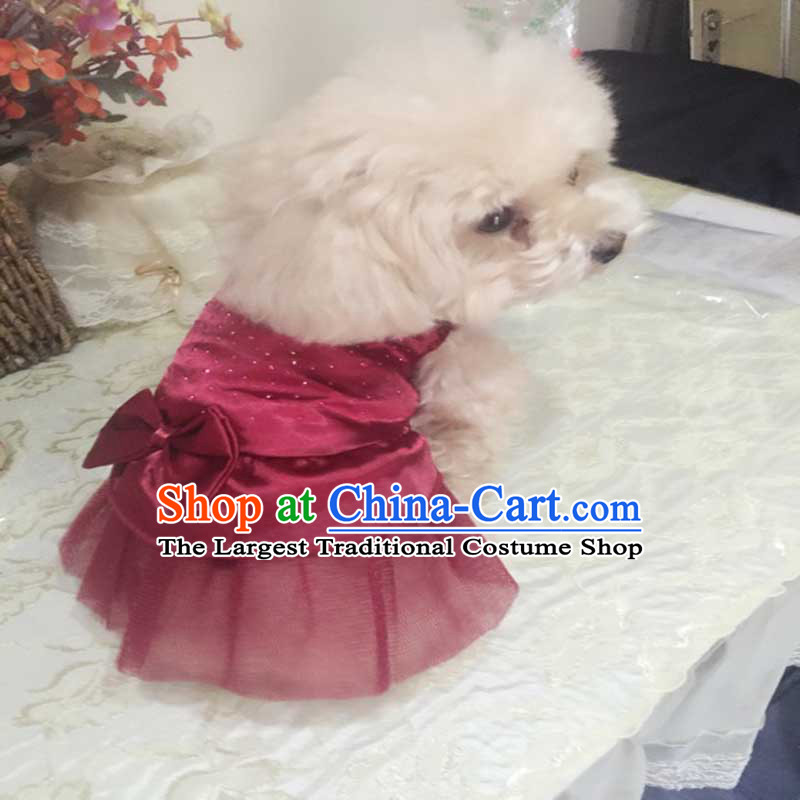 Tedu ironing drill wedding dresses spring and summer clothing is pet dog clothes during the spring and autumn Hiromi Xiong Princess skirts hot than drill skirt dark red XL chest after 45 is 44