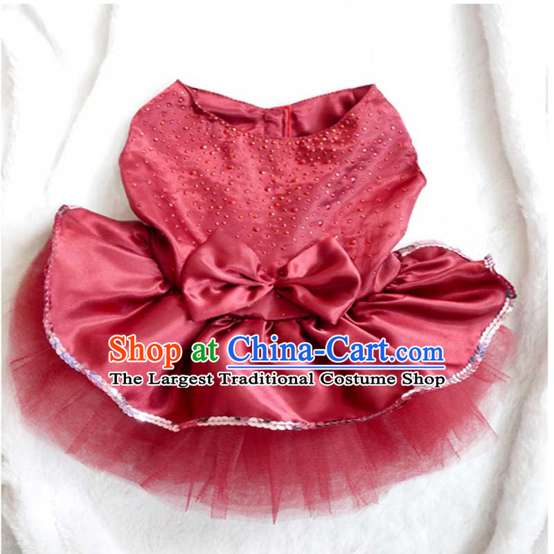 Tedu ironing drill wedding dresses spring and summer clothing is pet dog clothes during the spring and autumn Hiromi Xiong Princess skirts hot than drill skirt dark red XL chest after 45 44, the darling of the measuring , , , shopping on the Internet