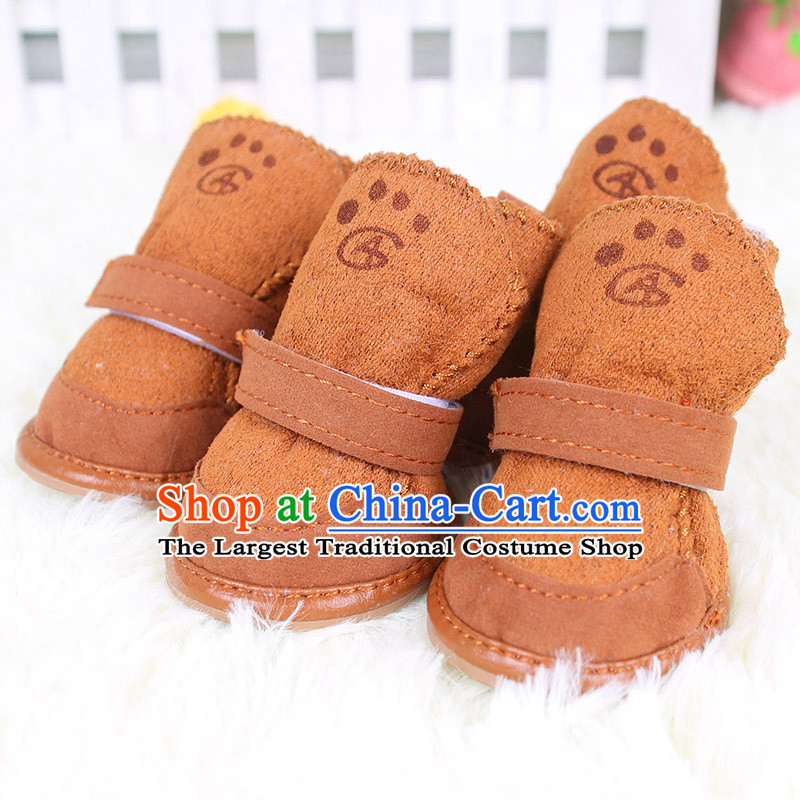 Dog kitten alike shoes tedu pet dog shoes for autumn and winter dog than small dogs Xiong waterproof Lamb Wool Velvet suede brown shoes 3