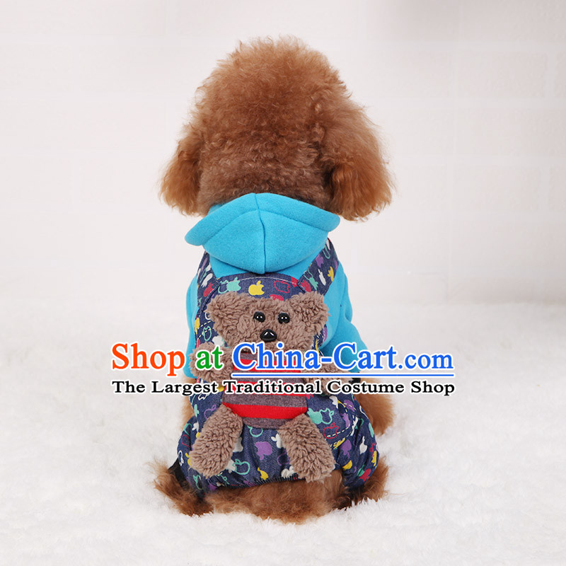 Dog clothes dog Hiromi than Xiong vip tedu dog_footed clothes pet supplies load autumn and winter clothing made of dark blue 5 chest 50cm back long 35cm weight within 10 catty