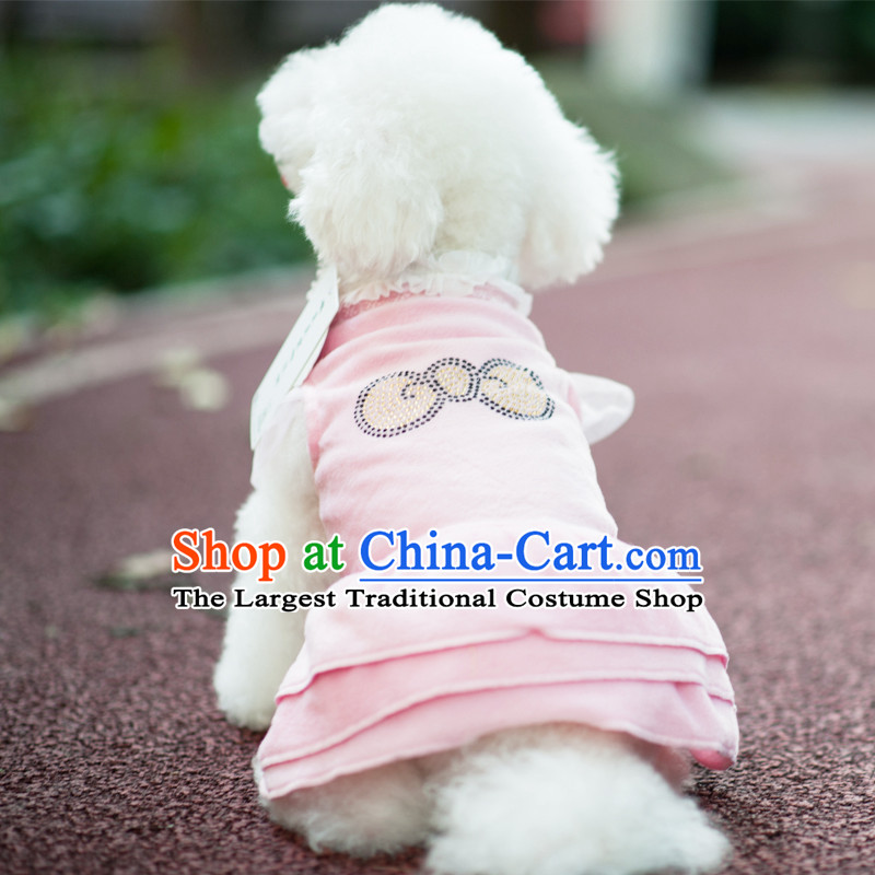 Pet dog costume of autumn and winter clothing body yi skirt VIP TEDU Hiromi than Xiong sweater pink on chip Bow Ties 14