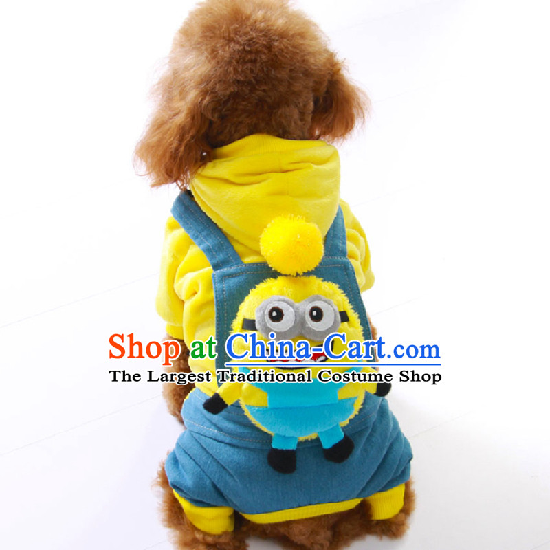 2015 new small yellow people back with pet dog clothes clothing small yellow people pets clothing autumn and winter clothing Yellow M3 of pets _approximately 6_7 catty wearing suitable for_