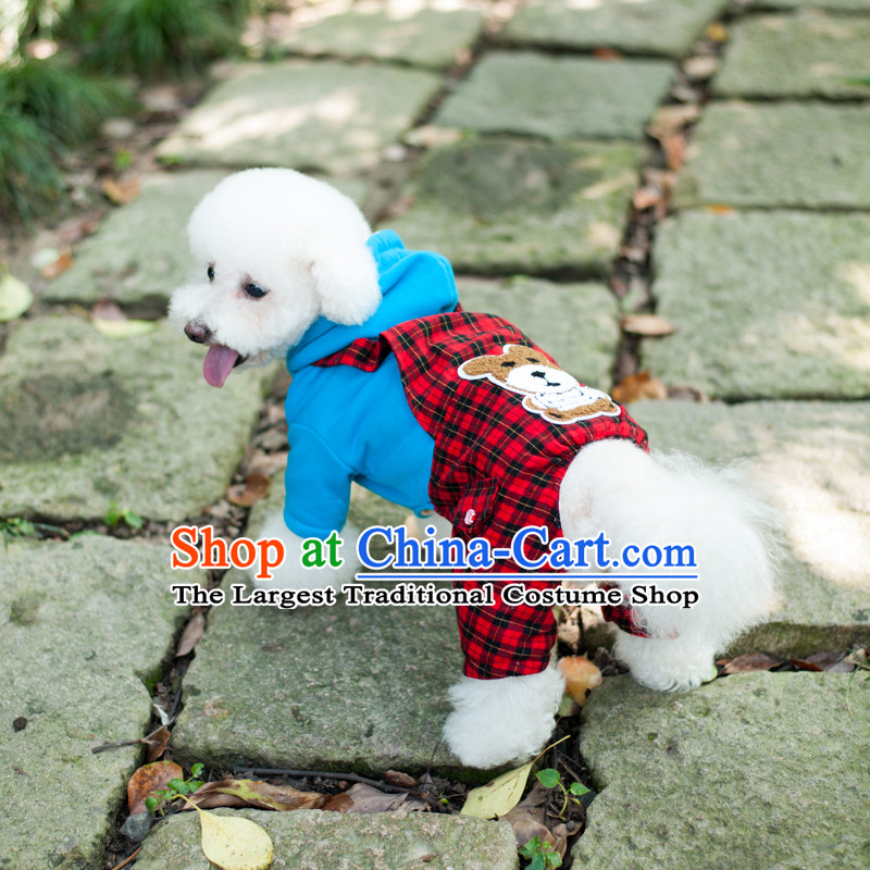Pet dog autumn and winter clothing clothes VIP tedu than Xiong Hiromi stylish 4 pin yi red blue clothes, Cubs Jumpsuits 14