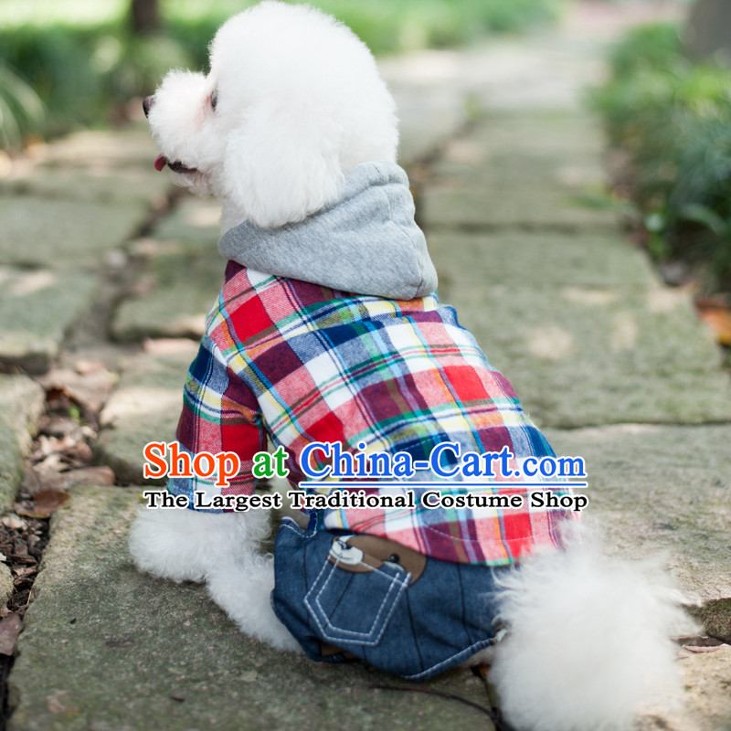 Pet dog autumn and winter clothing clothes VIP tedu than Xiong Hiromi stylish 4 pin yi red, blue jeans cap Netherlands 12