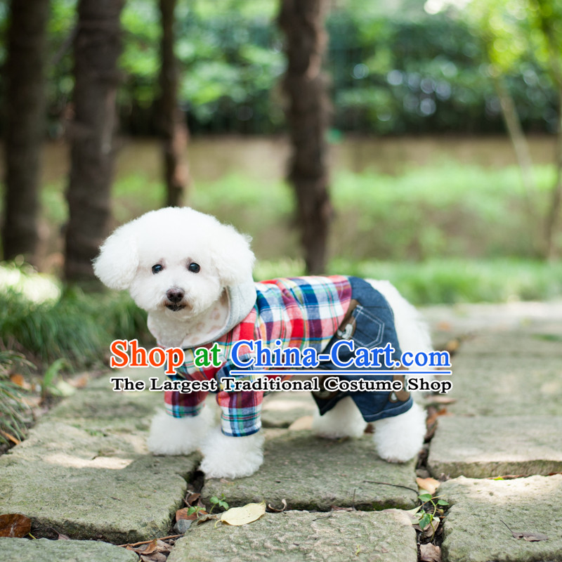 Pet dog autumn and winter clothing clothes VIP tedu than Xiong Hiromi stylish 4 pin yi red, blue jeans cap shirt, blue 12 Lai , , , shopping on the Internet