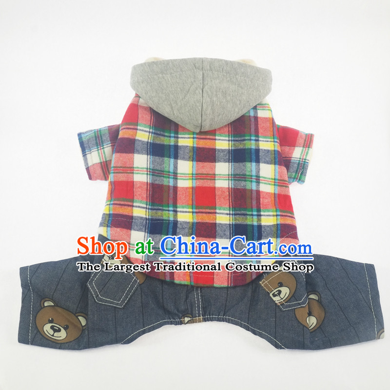 Pet dog autumn and winter clothing clothes VIP tedu than Xiong Hiromi stylish 4 pin yi red, blue jeans cap shirt, blue 12 Lai , , , shopping on the Internet