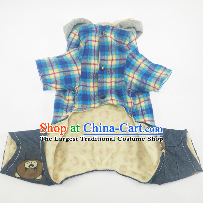 Pet dog autumn and winter clothing clothes VIP tedu than Xiong Hiromi stylish 4 pin Yi Niu trousers, a blue cap shirt, blue 14 Lai , , , shopping on the Internet