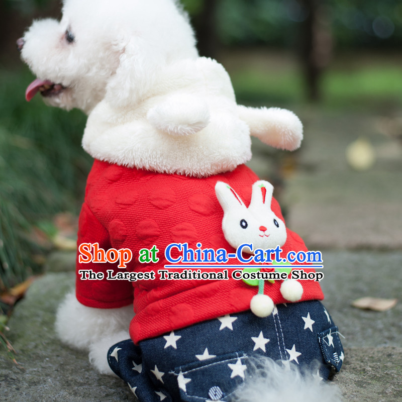Pet dog autumn and winter clothing clothes VIP tedu than Xiong Hiromi stylish 4 pin Yi Hong Yi white hat bunnies stars jeans 10
