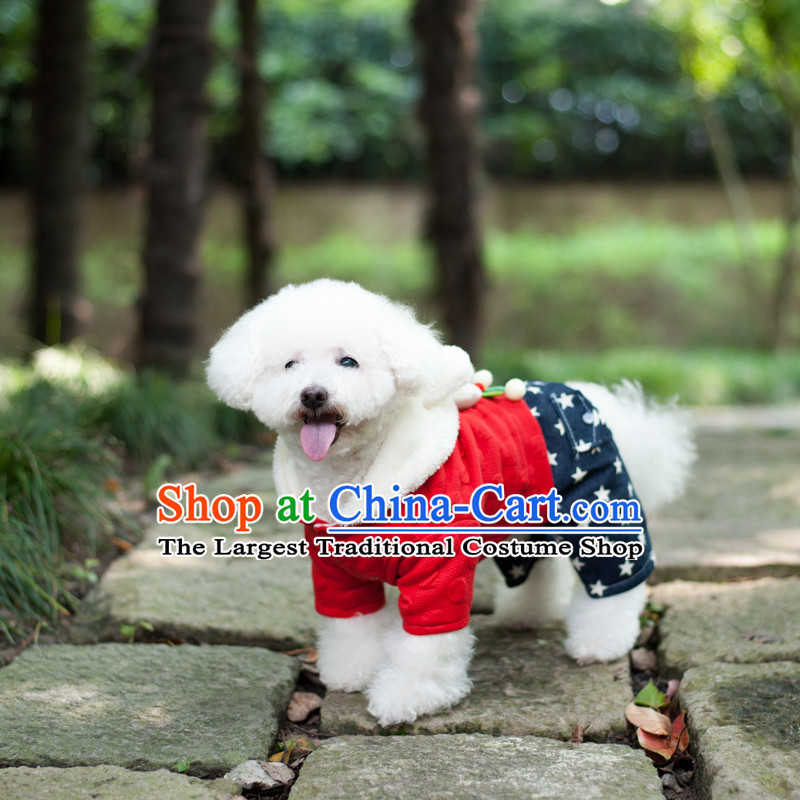 Pet dog autumn and winter clothing clothes VIP tedu than Xiong Hiromi stylish 4 pin Yi Hong Yi white hat bunnies stars jeans 10, Blue Lai , , , shopping on the Internet