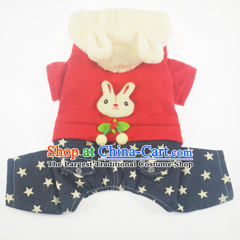 Pet dog autumn and winter clothing clothes VIP tedu than Xiong Hiromi stylish 4 pin Yi Hong Yi white hat bunnies stars jeans no. 16, Blue Lai , , , shopping on the Internet