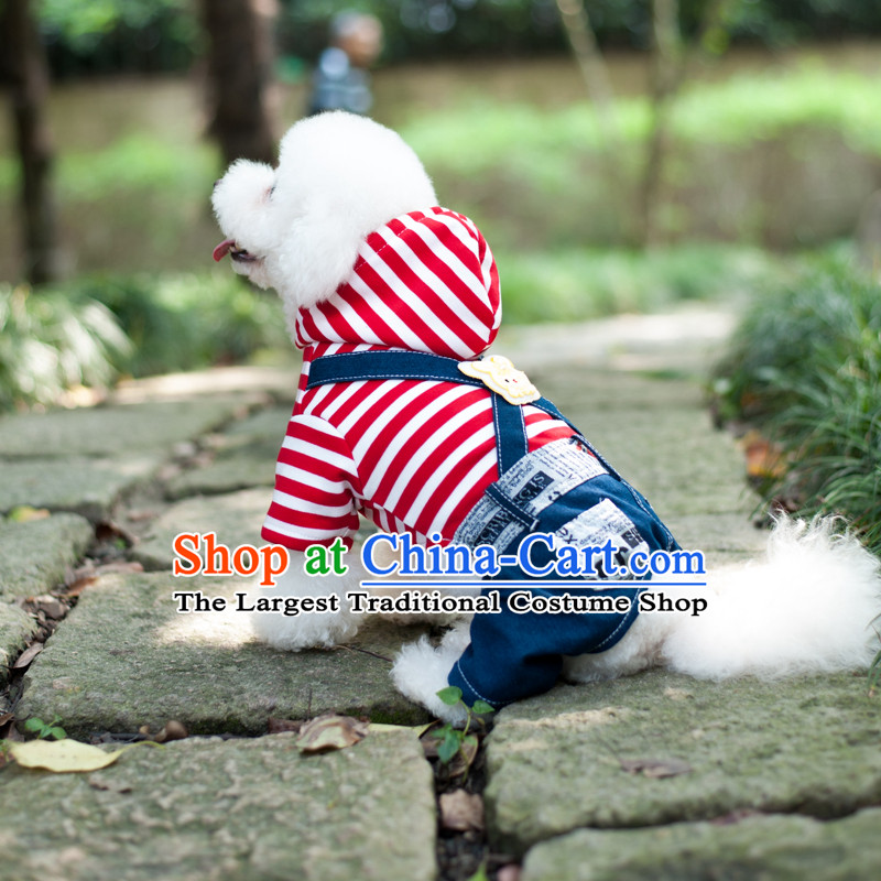 Pet dog costume autumn and winter clothing VIP Hiromi than Xiong tedu streaks series jumpsuits four feet, Yi red bar cowboy BUNNIES S, Blue Lai , , , shopping on the Internet