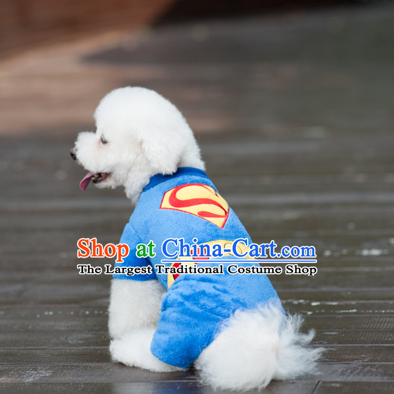 Pet dog costume autumn and winter clothing tedu than Xiong VIP Hiromi stylish blue jacket, lint_free Superman M