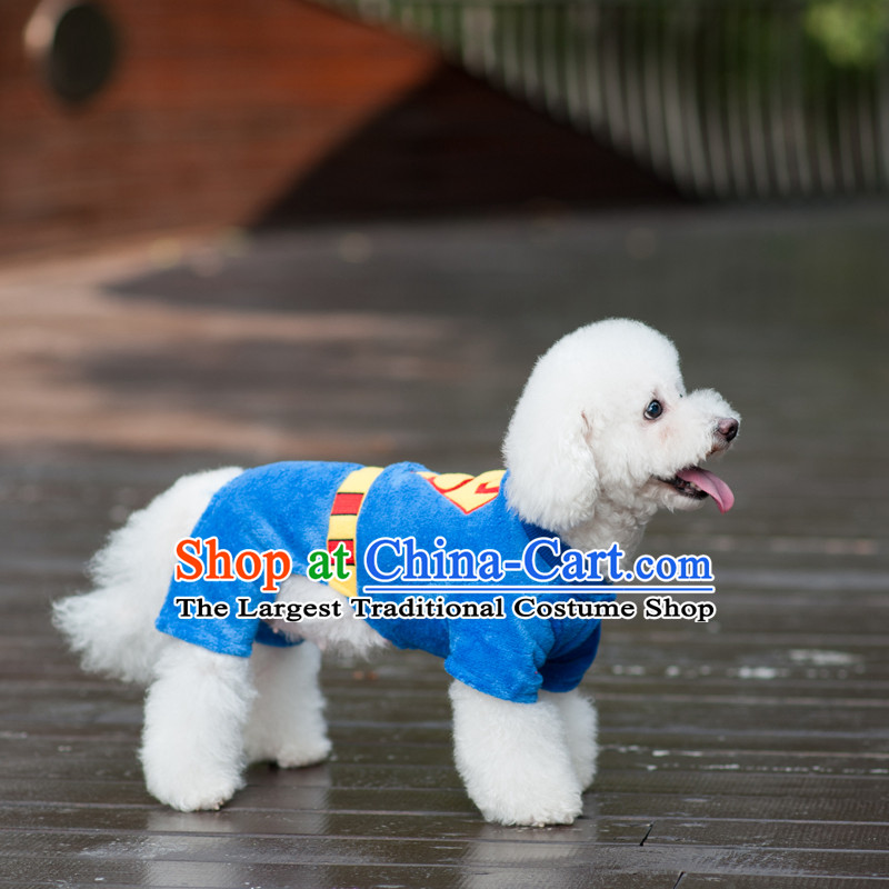 Pet dog costume autumn and winter clothing tedu than Xiong VIP Hiromi stylish blue jacket, lint-free Superman, Blue M Lai , , , shopping on the Internet