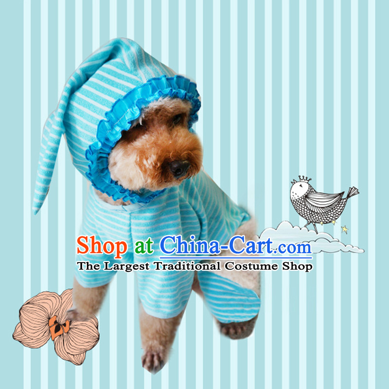 Dog Clothing Supplies dog costume pets clothes tedu gross autumn and winter clothing is a lovely vest four_legged sweater cotton coat blue stripes S
