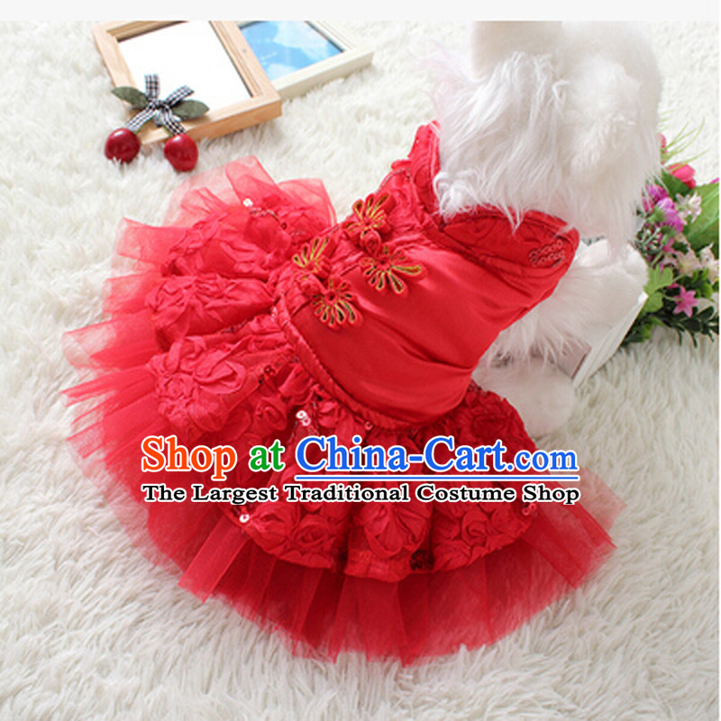 National Postal pet dogs package toys tedu than Xiong VIP chihuahuas clothes Fall/Winter Collections thick New Year Tang dynasty skirt pink XL code after 45 chest is 35, the darling of the , , , shopping on the Internet