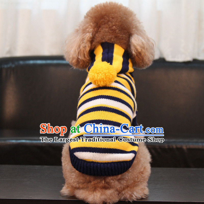 The Paddington streaks cap shirt dog clothes tedu clothes pet dog clothes Fall_Winter Collections yellow, blue, and white L
