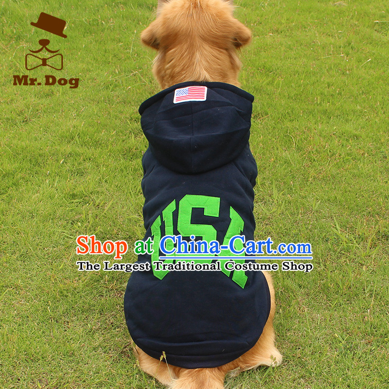 Mr.dog autumn and winter of medium_sized dogs large dogs edge material gross Samoa and cotton clothes, a large dog pet vest blue 22_ Zhuangfu