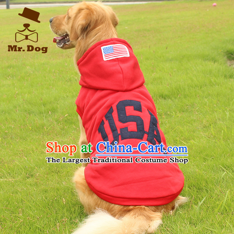 Mr.dog autumn and winter of medium_sized dogs large dogs edge material gross Samoa and cotton clothes, a large dog pet vest 26_ Red