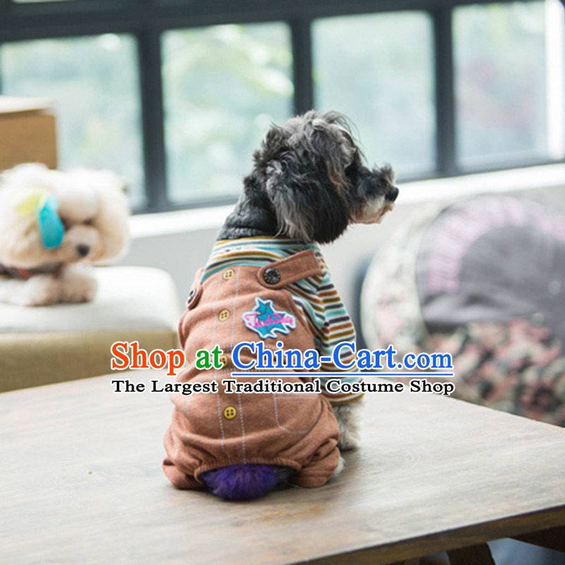 Pet dog costume autumn and winter clothing it leave two jumpsuits stripes tedu than Xiong VIP Hiromi short jacket, brown JUMPSUITS XS, Blue Lai , , , shopping on the Internet