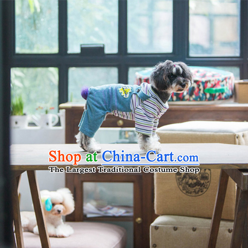 Pet dog costume autumn and winter clothing it leave two jumpsuits stripes tedu than Xiong VIP Hiromi short jacket, brown JUMPSUITS XS, Blue Lai , , , shopping on the Internet