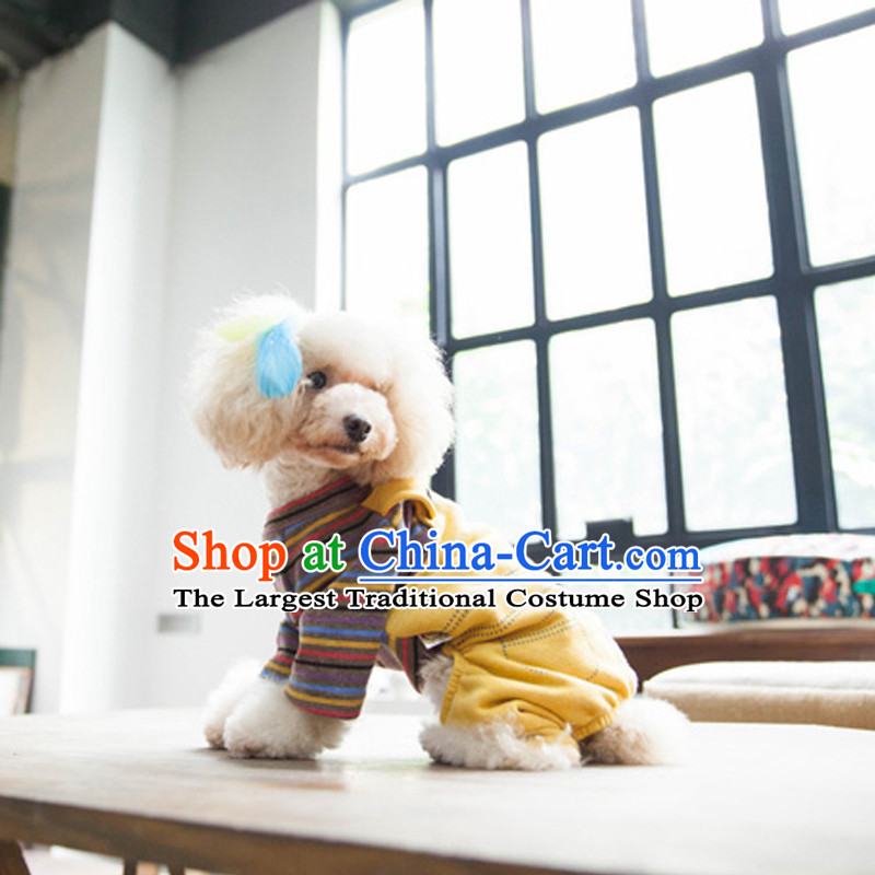 Pet dog costume autumn and winter clothing it leave two jumpsuits stripes tedu than Xiong VIP Hiromi short jacket, brown JUMPSUITS XS, Blue Lai , , , shopping on the Internet